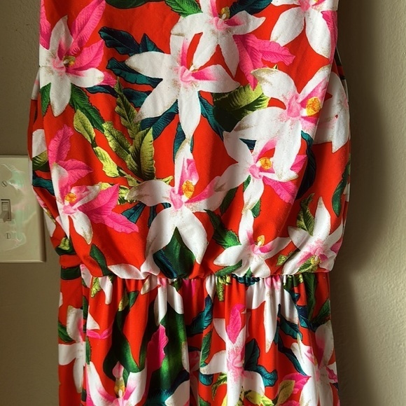 EXPRESS Floral Sleeveless Drape Neck Mini Dress - Picture 7 of 7
